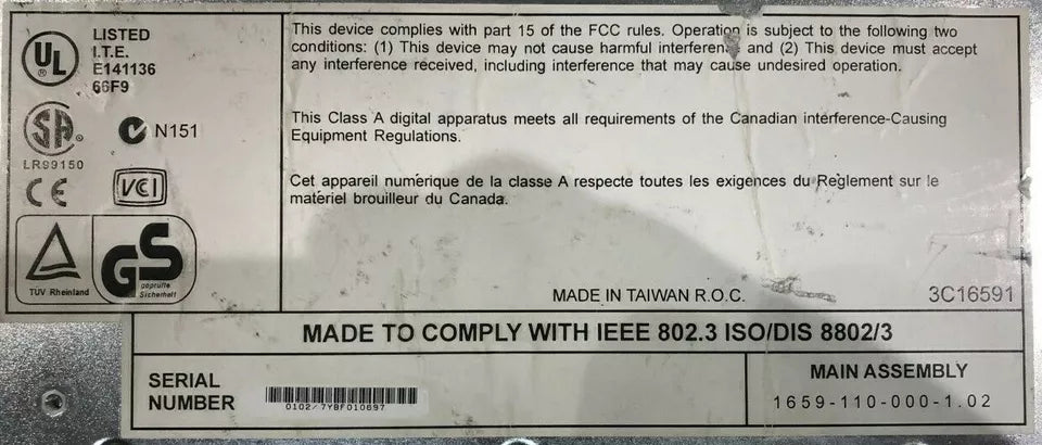 3Com 3C16591 SuperStack II Dual Speed 24-Port Hub RJ-45 Ethernet 10/100