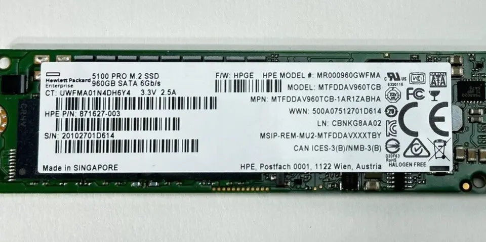 HPE Micron 5100 Pro M.2 960GB SATA 6G Mixed Use MU 2280 SSD HP