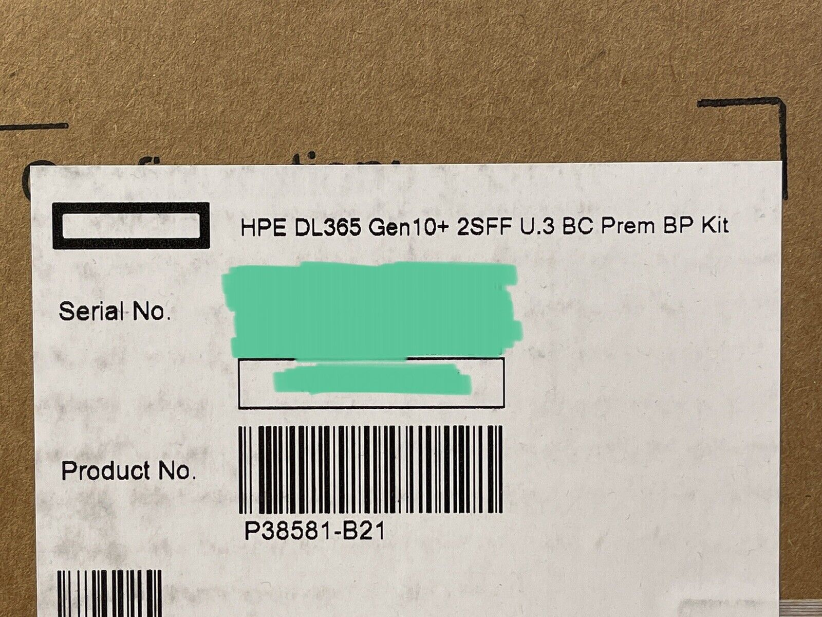 HPE P38581-B21 DL365 Gen10+Plus 2SFF Premium U.3 Kit BC Cage + Backplane + Power + Signal Cable