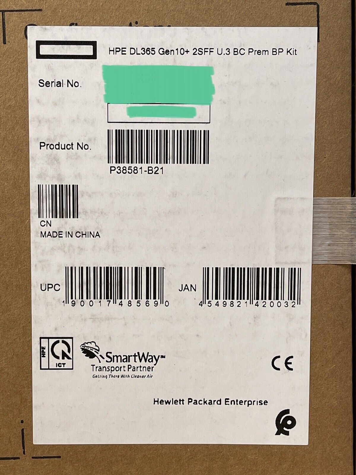 HPE P38581-B21 DL365 Gen10+Plus 2SFF Premium U.3 Kit BC Cage + Backplane + Power + Signal Cable