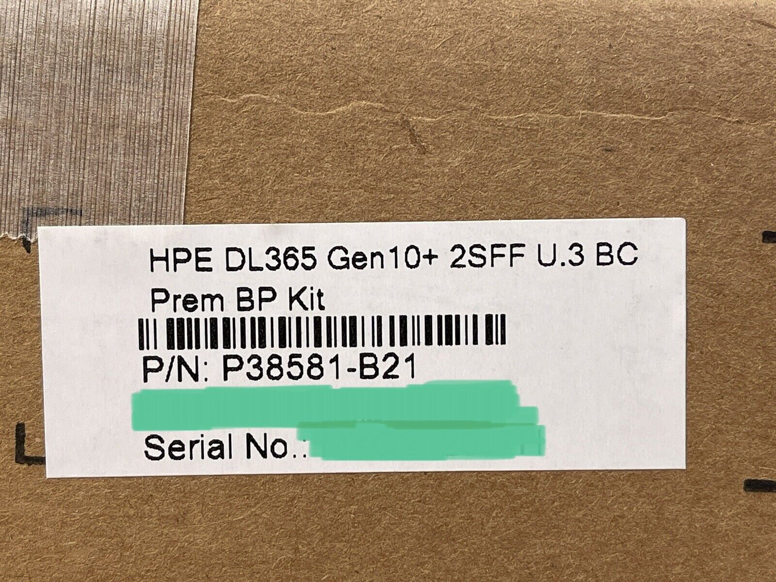 HPE P38581-B21 DL365 Gen10+Plus 2SFF Premium U.3 Kit BC Cage + Backplane + Power + Signal Cable