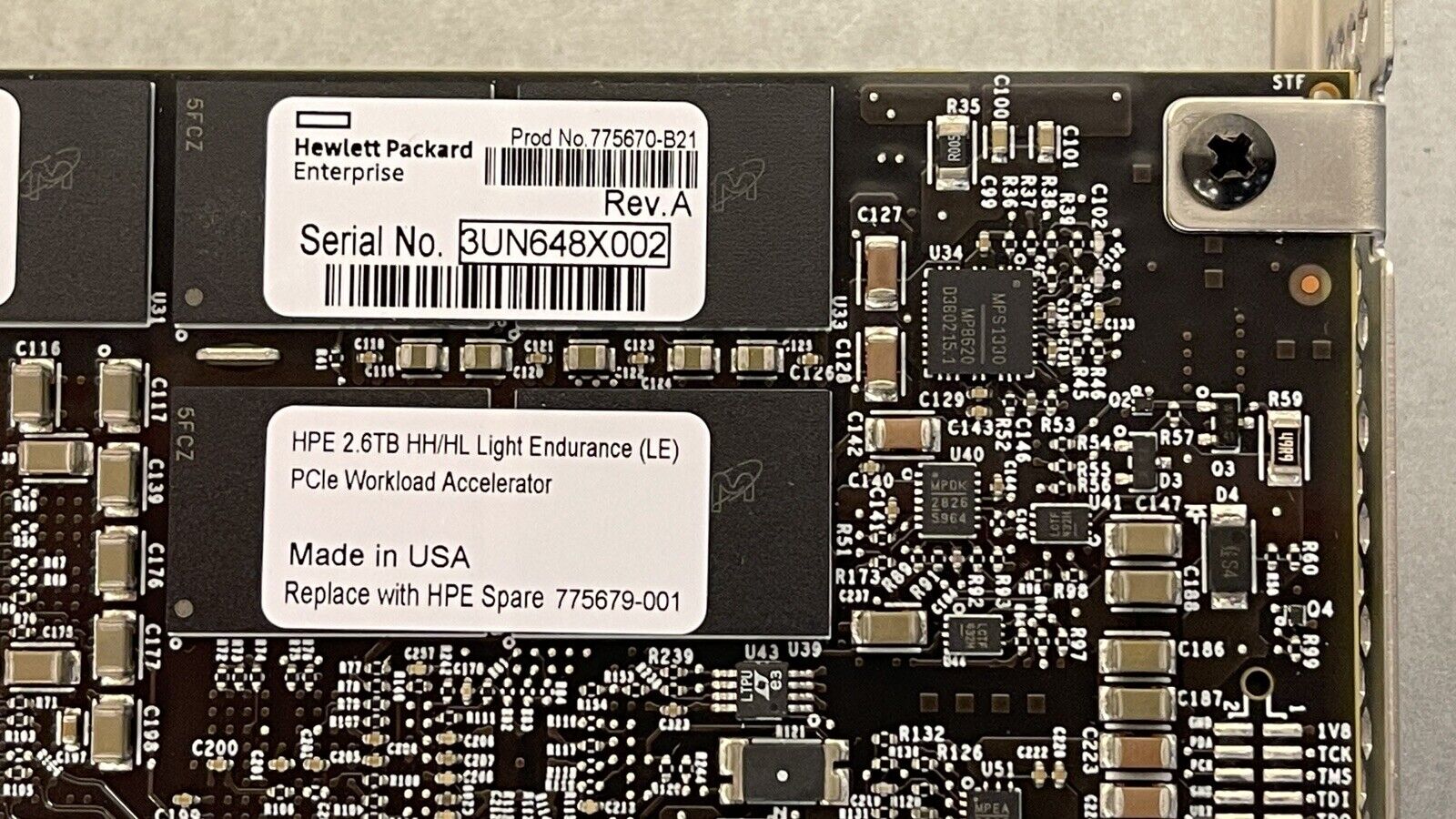 HPE 775679-001 2.6TB PCIe AIC HHHL Write Intensive MLC SSD Solid State Drive