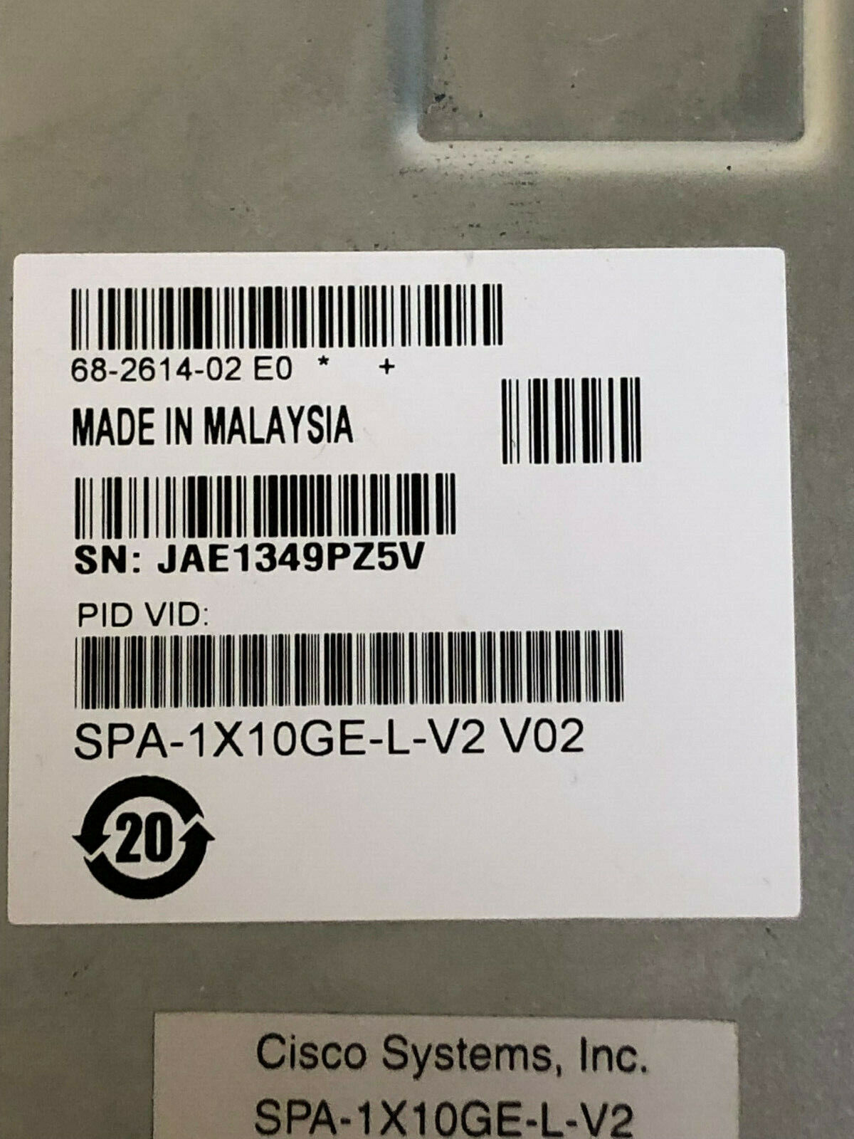 Cisco 1-Port 10 Gigabit Ethernet Shared Port Adapter SPA-1X10GE-L-V2 ASR XR CRS.