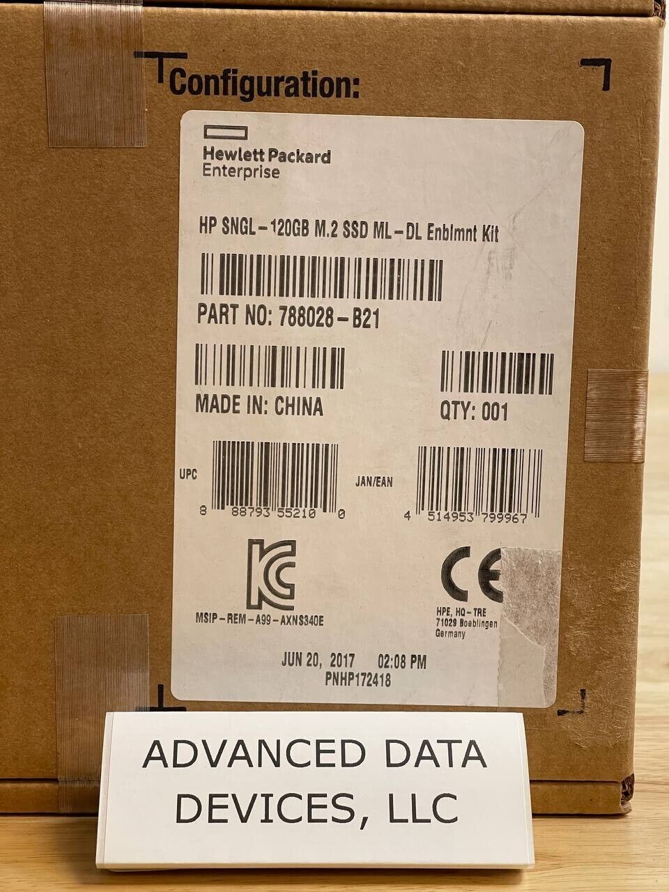 HPE 788028-B21 120GB Value Endurance M.2 2280 Read Intensive AIC SSD Enablement Kit for ProLiant Gen9.