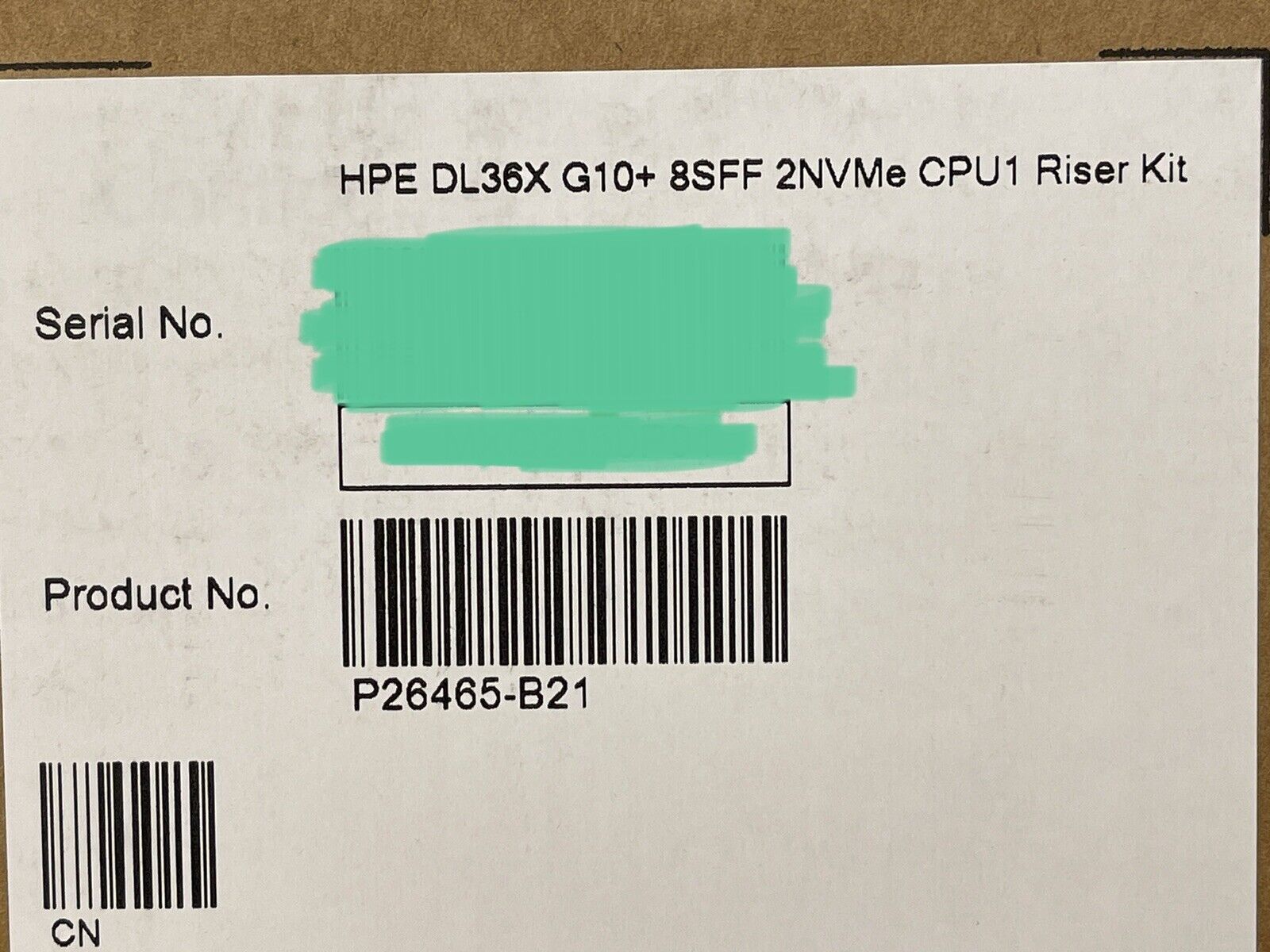 HPE P26465-B21 ProLiant DL36X DL360 DL365 Gen10+ Plus 8SFF 2NVMe CPU1 Riser Kit x16 x8 G10+.