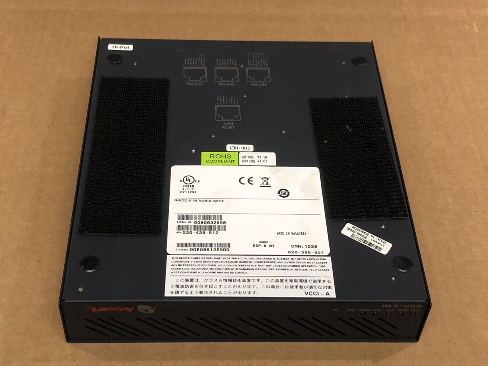 Avocent 8 Port Multi Interface Serial Hub ESP-8 MI 520-425-512 990477-001.