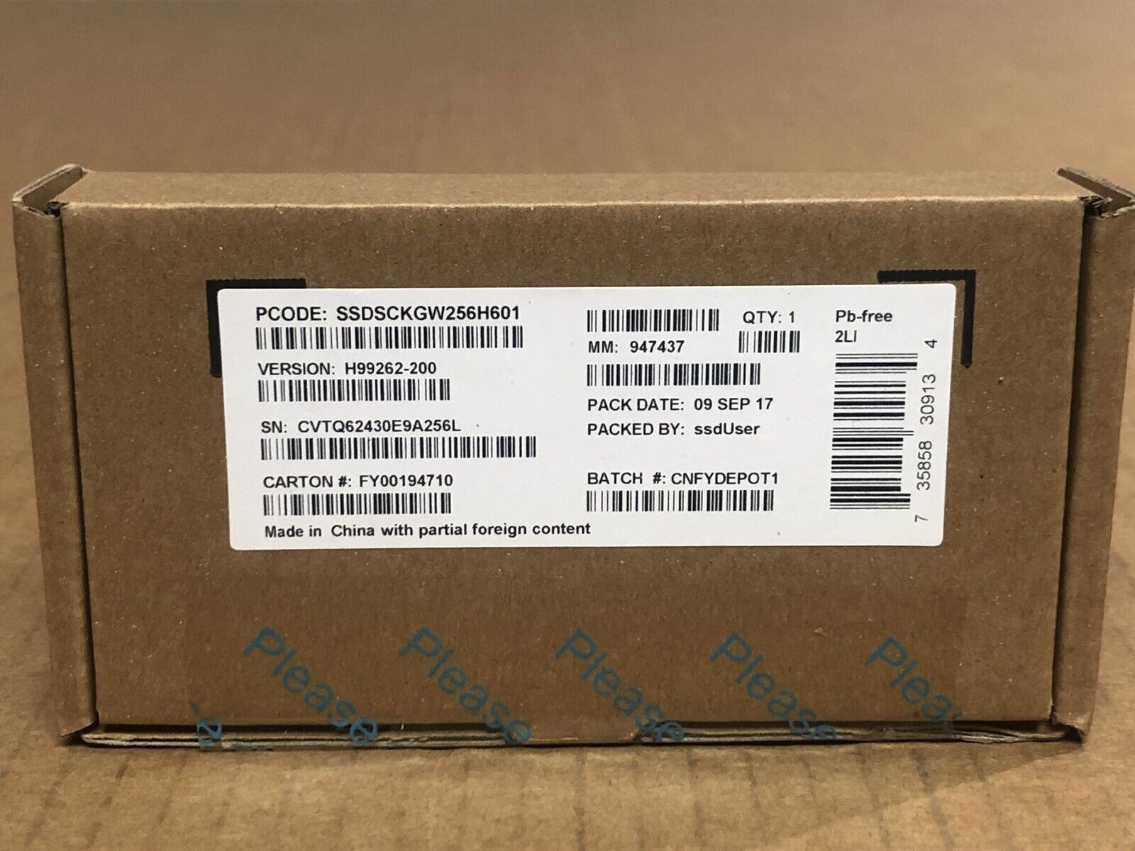 Intel SSDSCKGW256H601 240GB SATA 6Gb/s M.2 2280 MLC SSD Solid State Drive