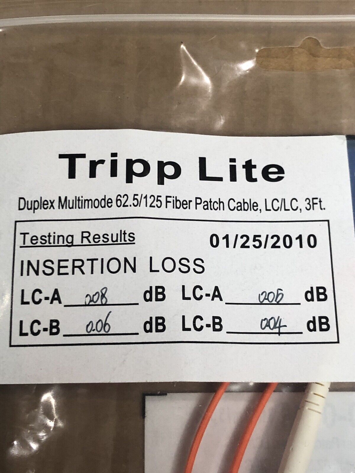 Tripp Lite N320-01M N306-003 3ft Duplex Multimode 62.5/125 Fiber Patch Cable