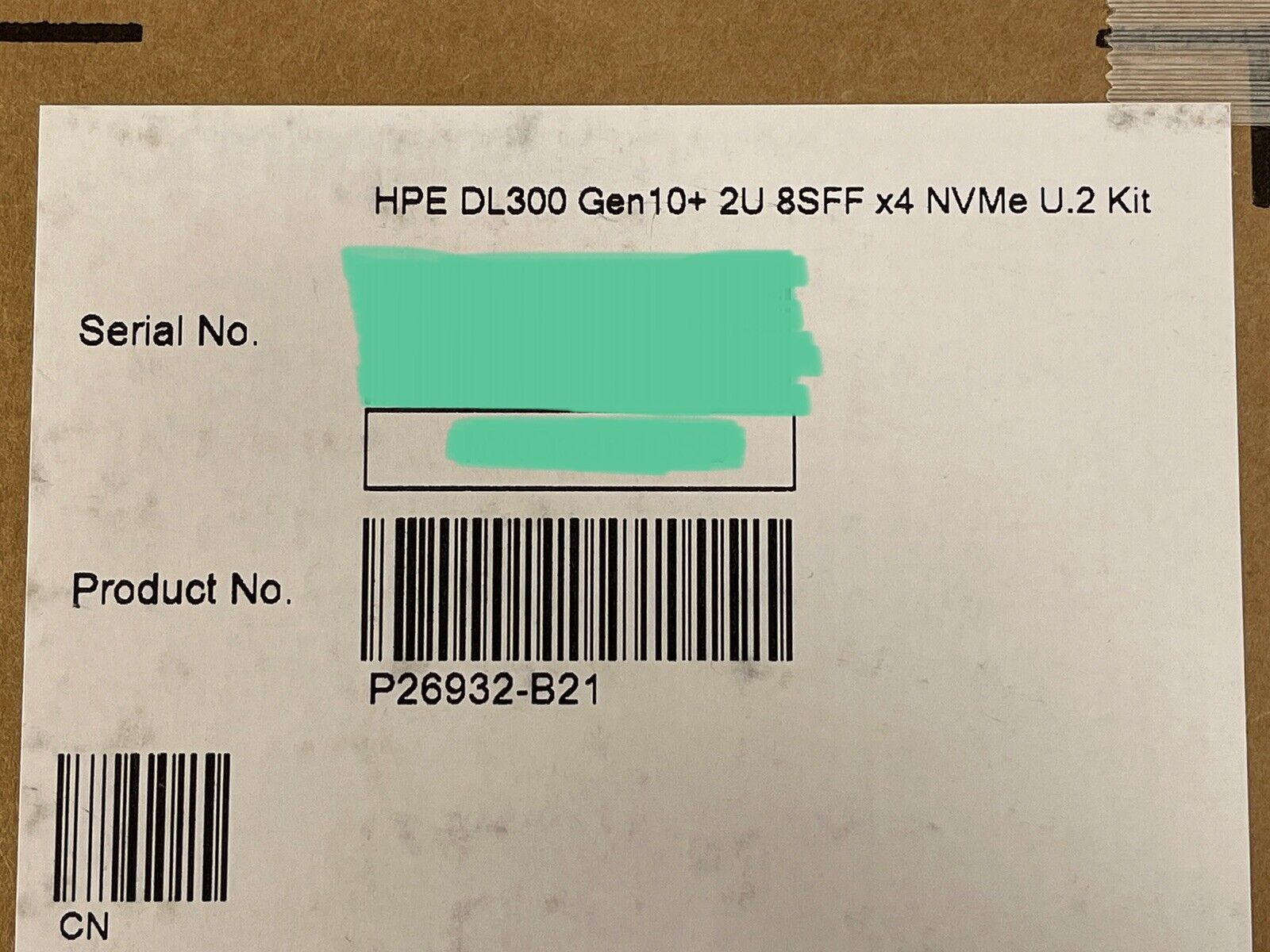 P26932-B21 HPE DL38x DL385 DL380 Gen10 & Plus & V2 8SFF x4 NVMe U.2 SSD SC Kit: Cage+Power Cable Included 8x SFF SCN.