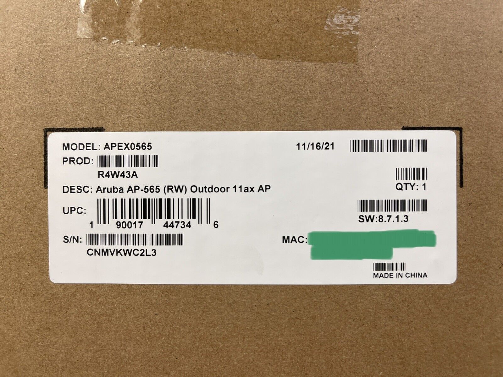 Aruba AP-565 802.11ax AP Outdoor Wireless Access Point WiFi 6 Omni Antenna