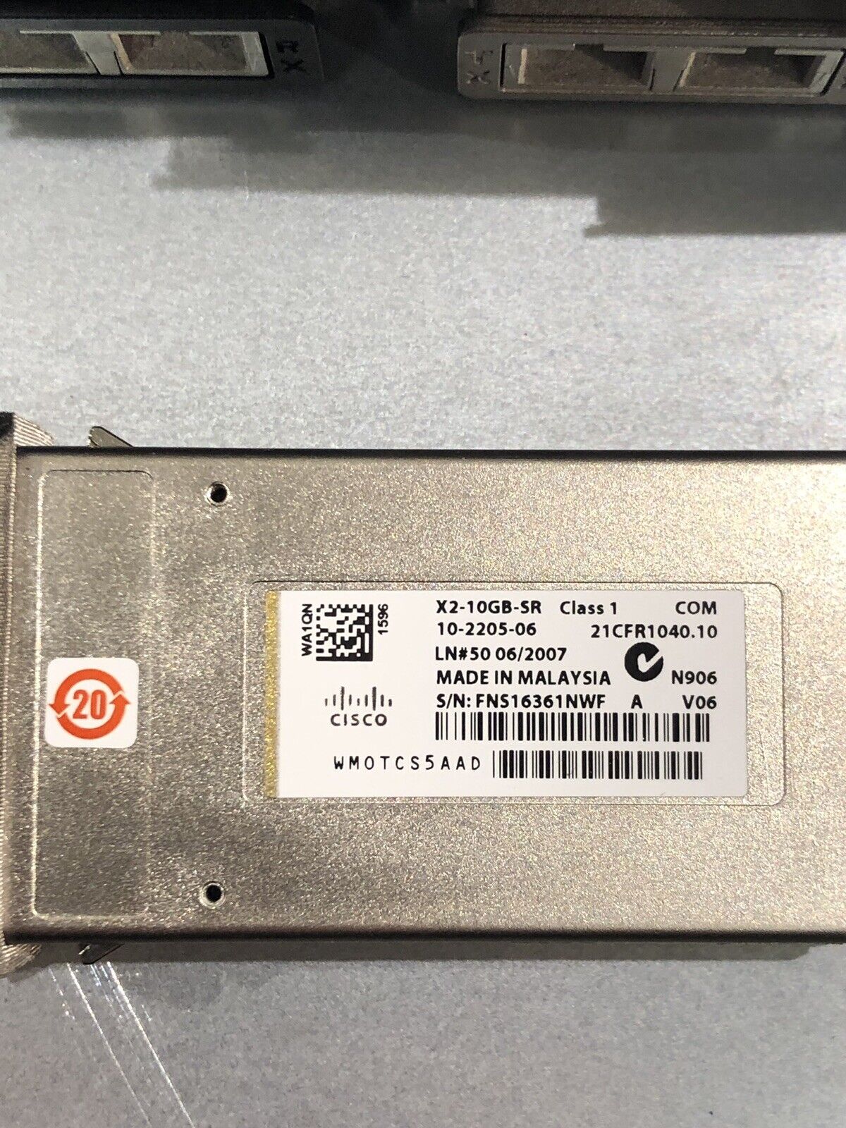 Cisco 10-2205-06 X2-10GB-SR 10GBASE-SR SC-SC Multi-Mode MMF 850nm Transceiver