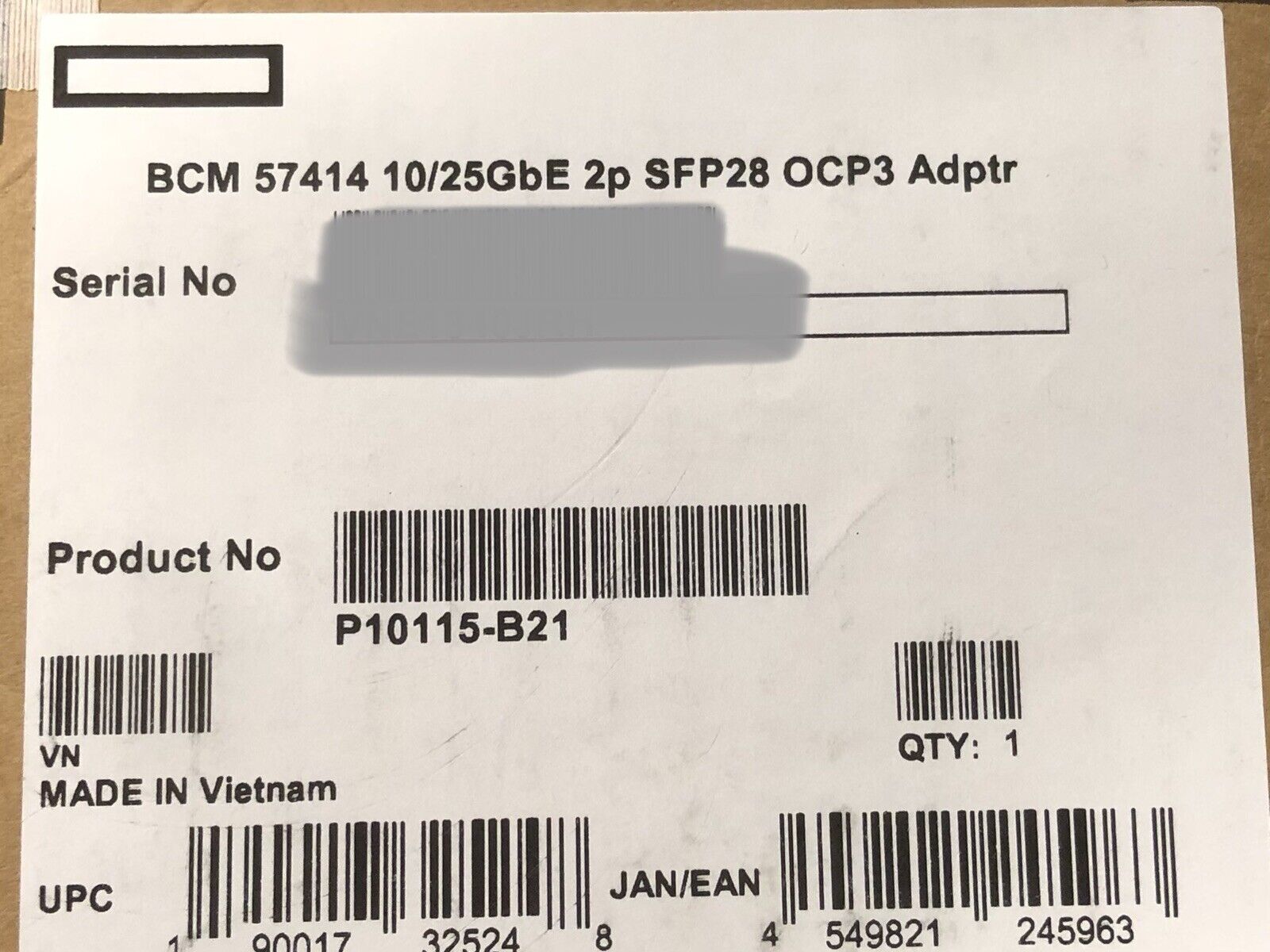 OCP3 HPE Broadcom 57414 10Gbe 25GbE 2 port SFP28 Adapter NIC 2P 10G 25G SFP 10/25GbE.