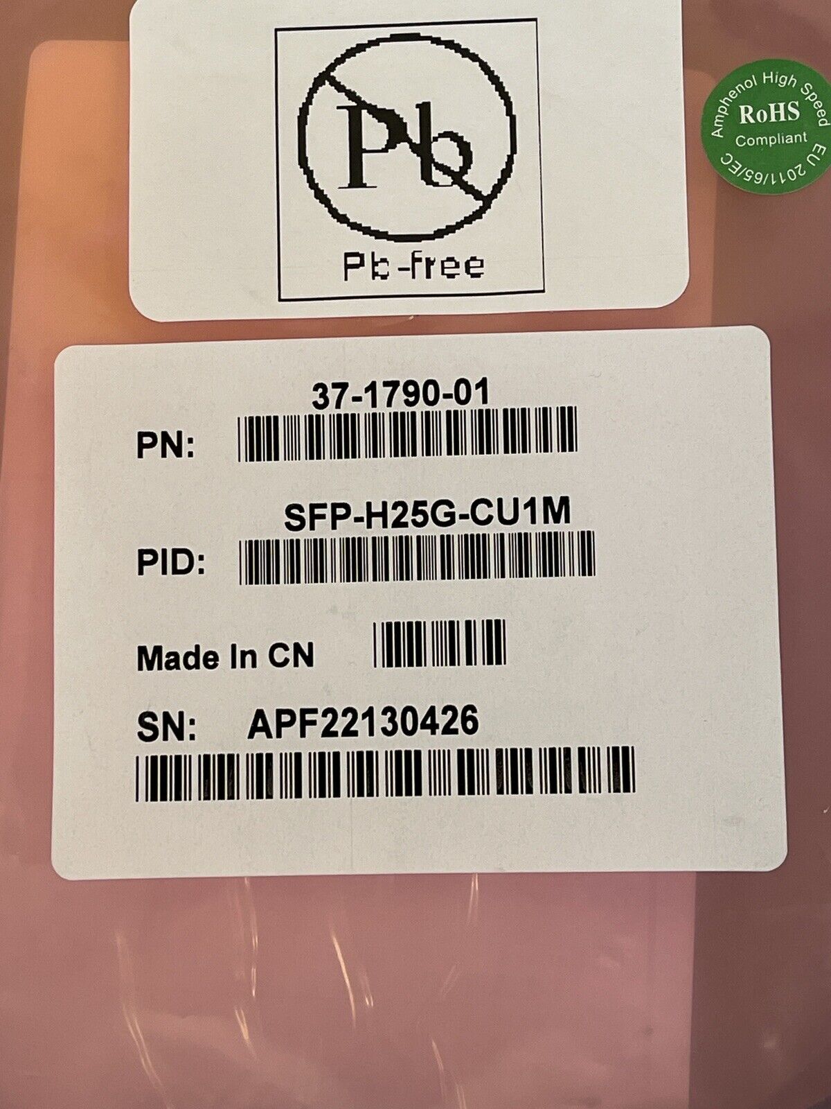 Cisco SFP-H25GB-CU1M 25GBASE-CU Passive Copper 1M Direct Attach Cable.