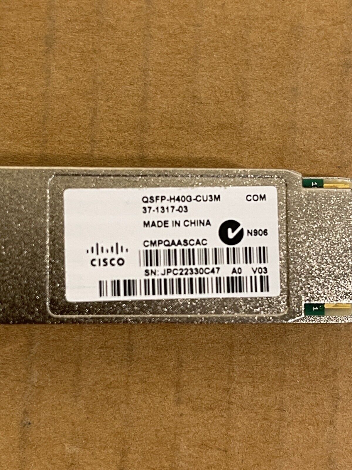 Cisco QSFP-H40G-CU3M 40GBASE-CR4 Passive Copper 3M Direct Attach Cable.
