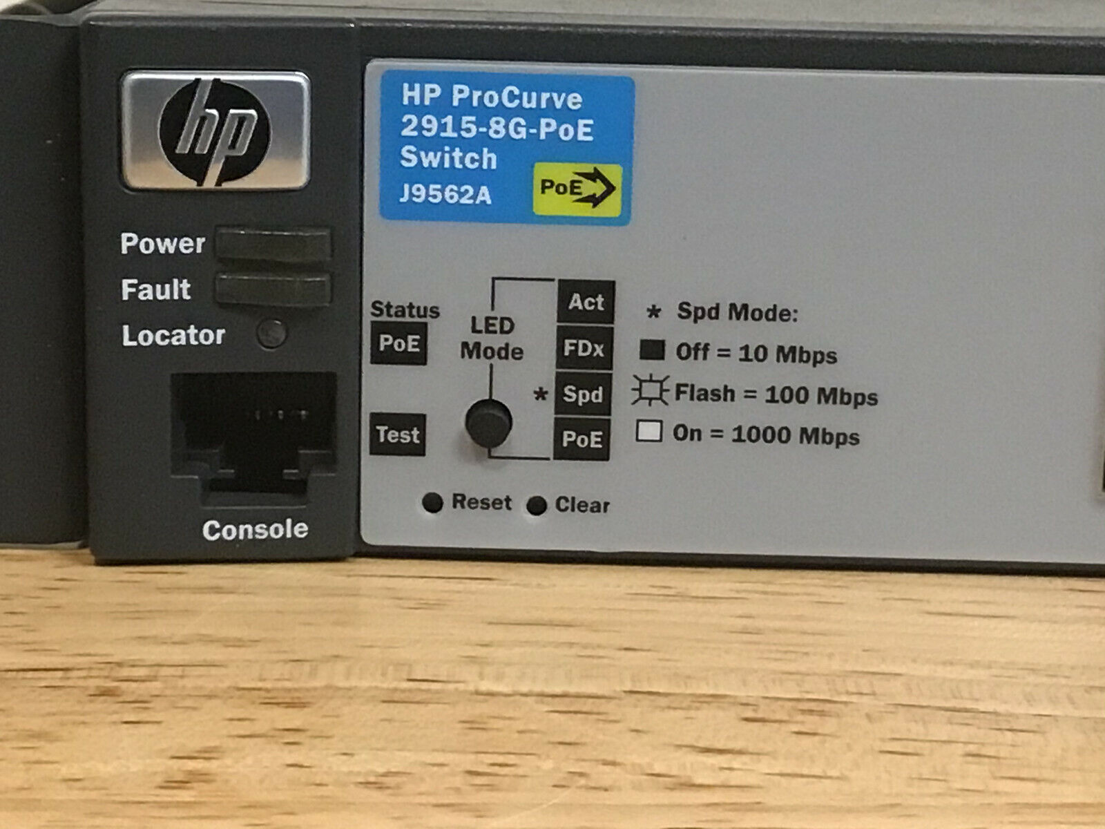 HP J9562A ProCurve 2915-8G-PoE Switch 67W Gigabit PoE 12x RJ45 2x SFP AC Adapter.