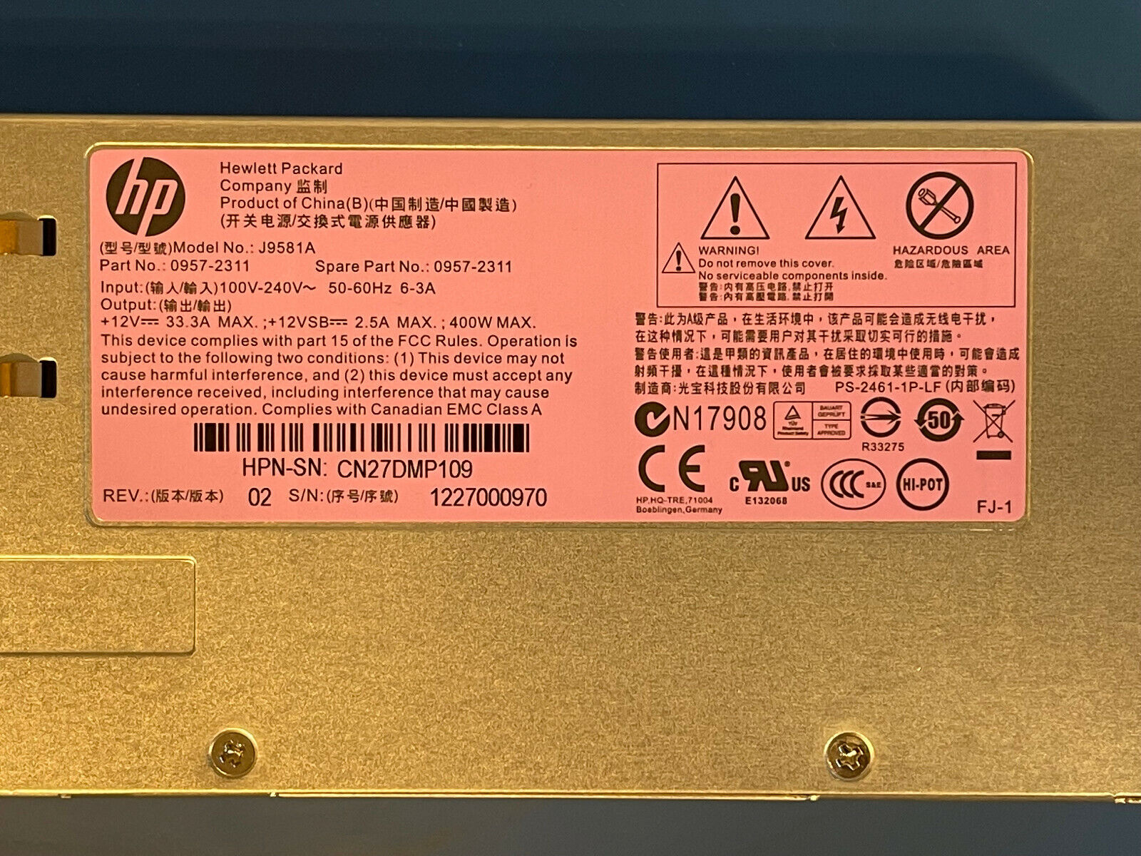 HP 3800-48G-4XG 48-Port Gigabit 4-Port 10 GbE L3 Ethernet Switch PSU Ears J9586A.