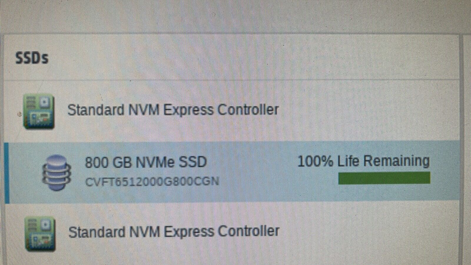 HPE Intel DC P3700 800GB NVMe Accelerator HHHL AIC 10 DWPD 14.6 PBW 100% 137 POH.