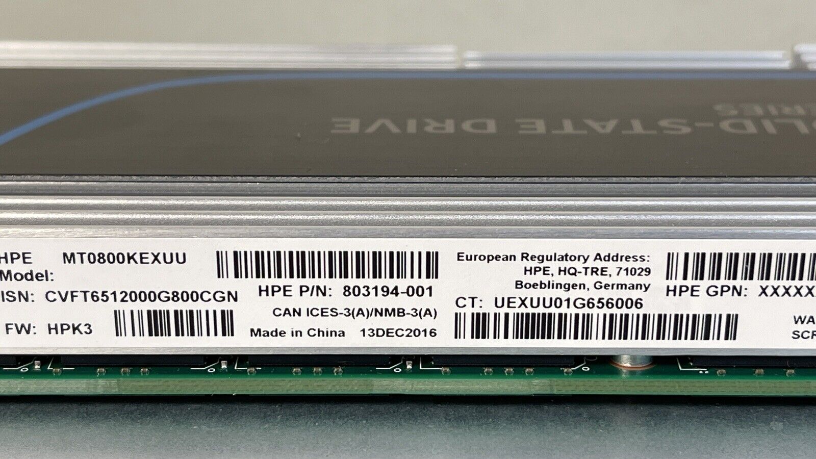 HPE Intel DC P3700 800GB NVMe Accelerator HHHL AIC 10 DWPD 14.6 PBW 100% 137 POH.