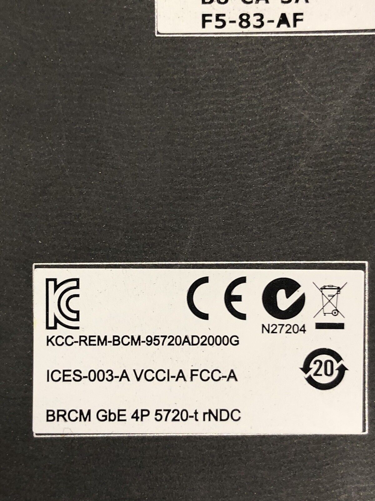 Dell Broadcom 5720 4 Port 1GbE RJ45 NIC rNDC Daughter Card R620 R720 R630 R730.