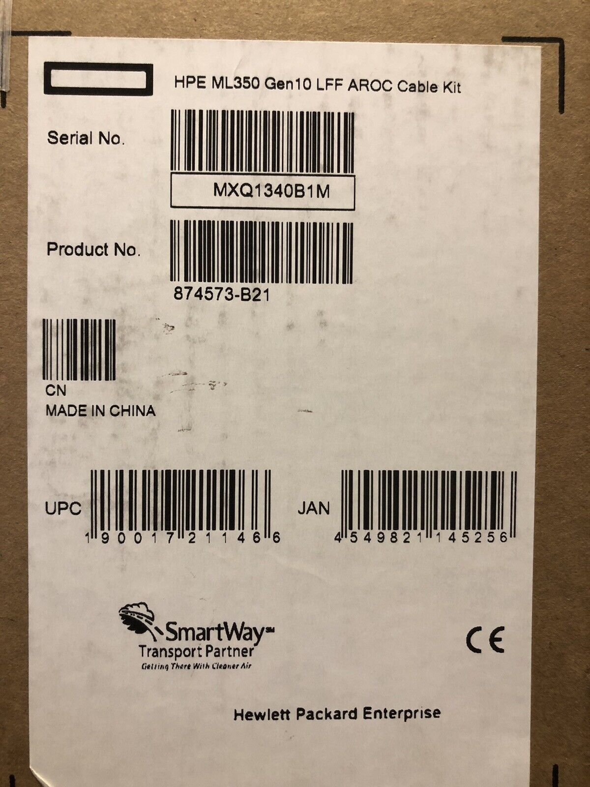 HPE 874573-B21 ML350 Gen10 LFF AROC RAID Cable Kit.