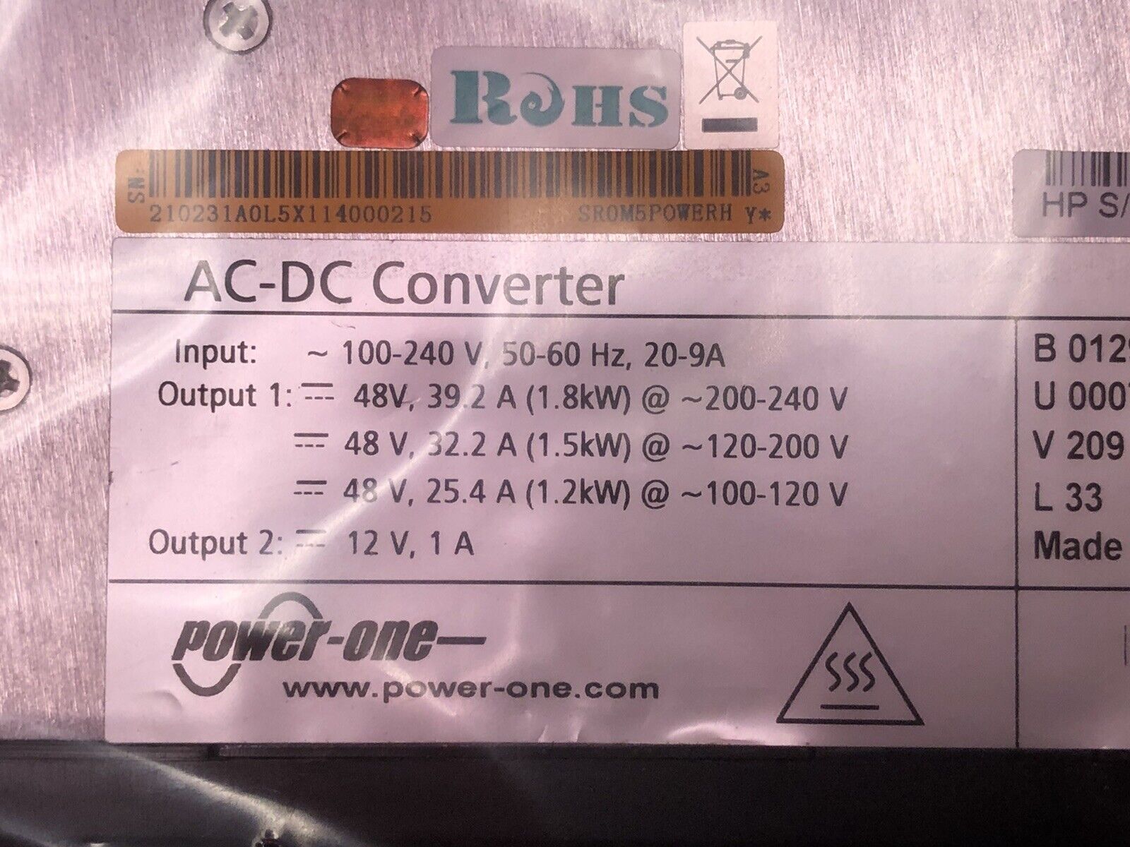 HP H3C JC110B A9500 Switch A8800 Router Series 1800W AC Power Supply PSU S9500E 1.8kW.