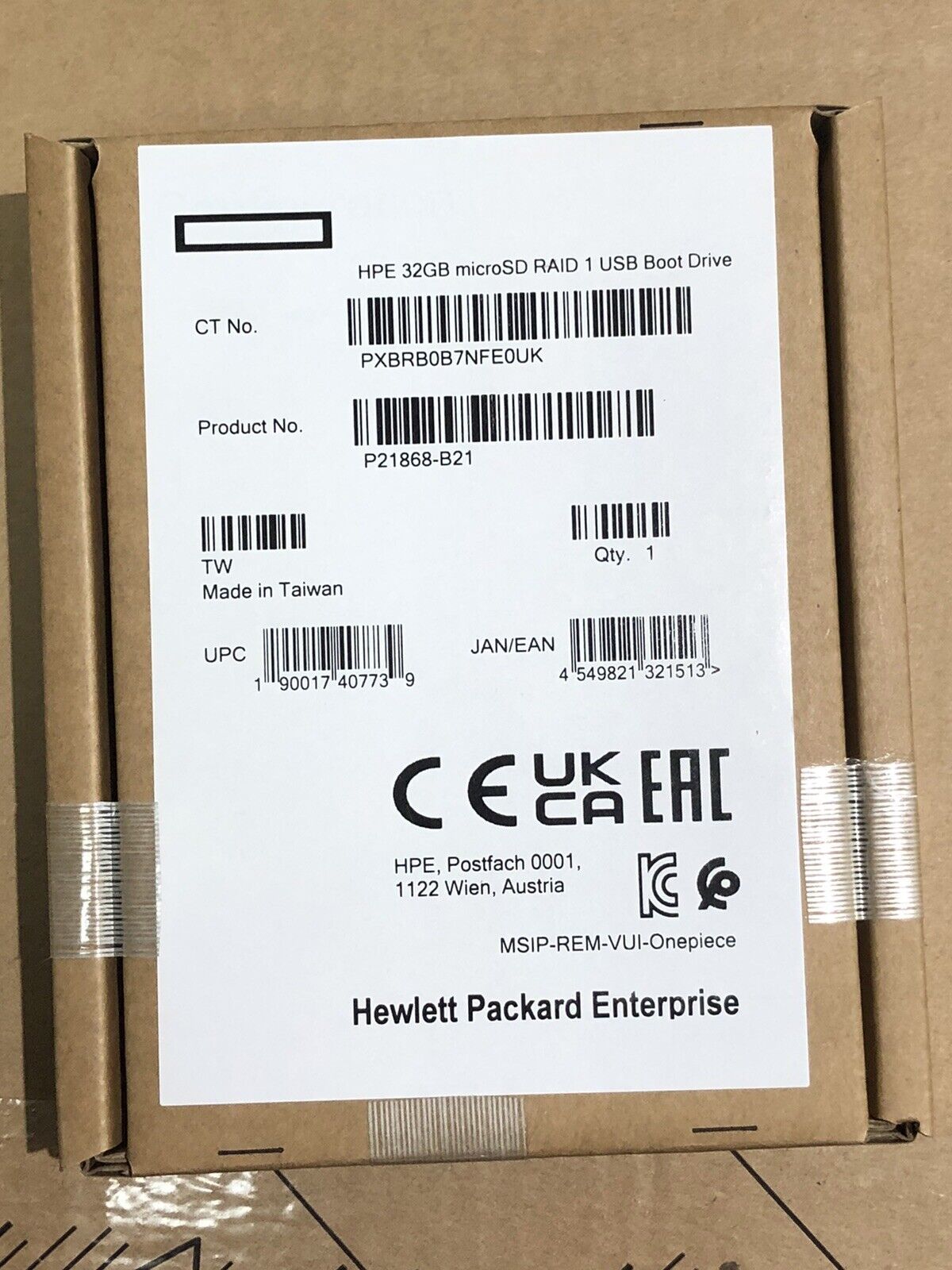 HPE P21868-B21 Bootable Dual 32GB MicroSD Card in Raid 1 Mirror USB Boot Drive P23103-001.