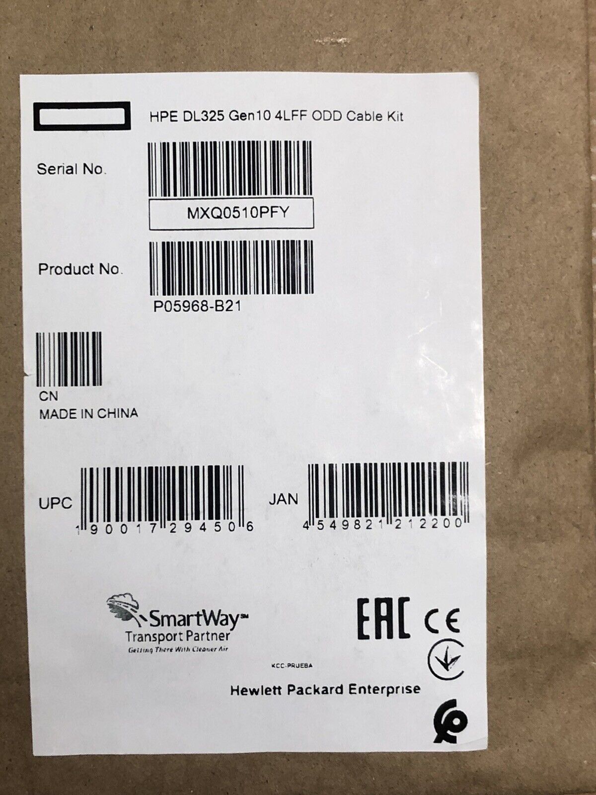 HPE P05968-B21 ODD Optical Disk Drive SATA + Power Cable Kit DL325 Gen10.