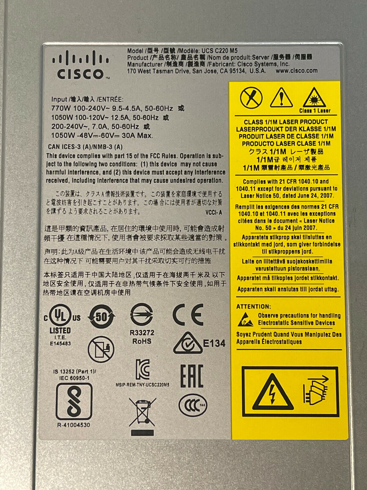 Cisco HyperFlex HX220c M5 Server 2x Xeon 8168 24-core 384GB 8.5TB SSD 2x 1050W