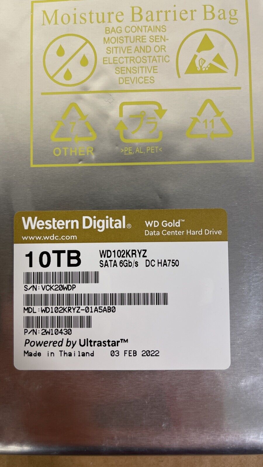 WD Gold 2W10430 10TB SATA 6Gb/s 7.2K rpm 3.5" LFF 512e HDD Hard Disk Drive
