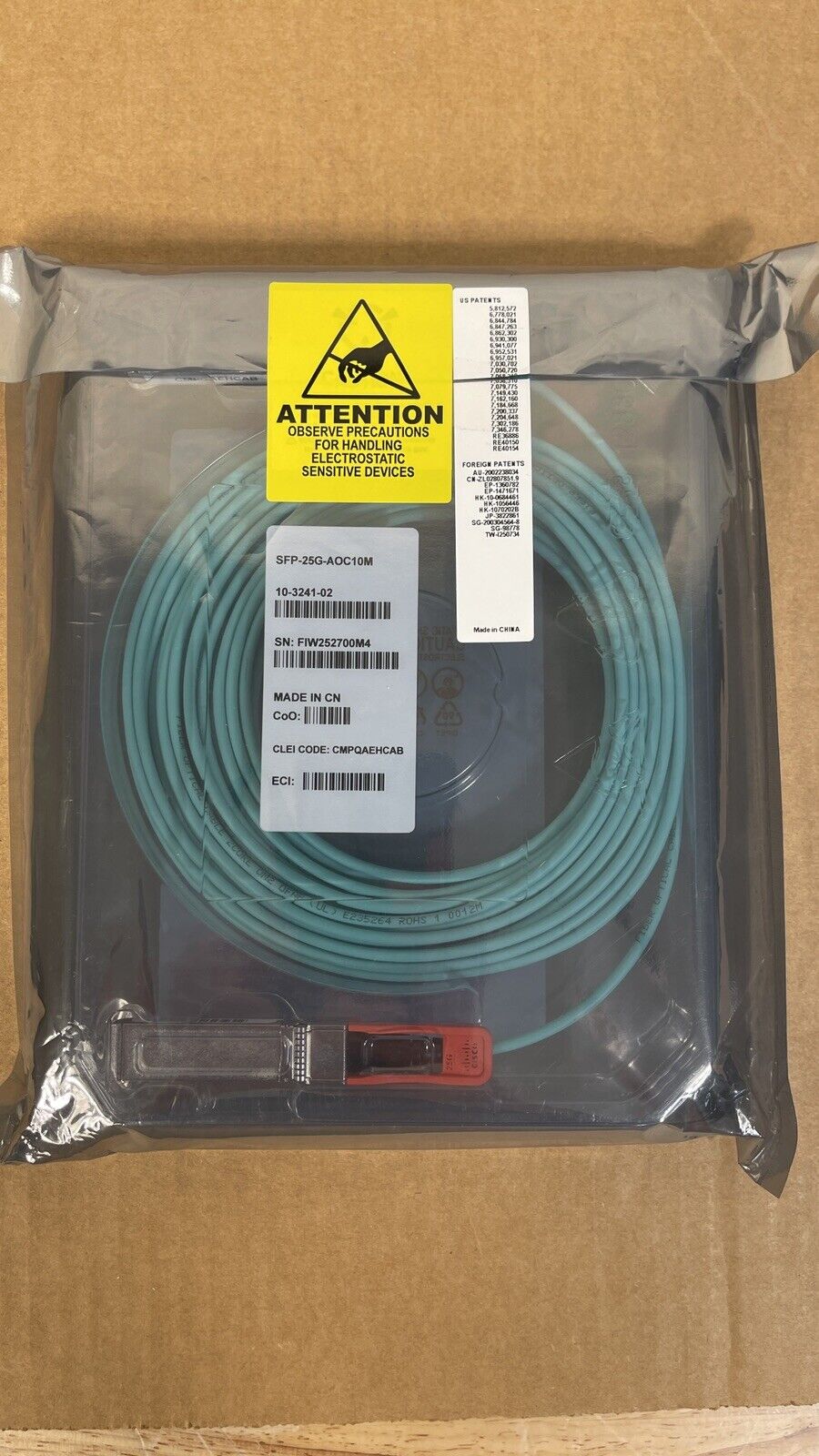 Cisco SFP-25G-AOC10M Active Optical Cable SFP28 OM2 25 Gigabit SFP AOC.