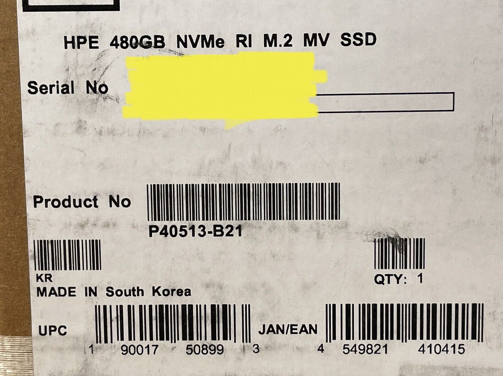 HPE P40513-B21 480GB PCIe NVMe M.2 Read Intensive TLC SSD Solid State Drive