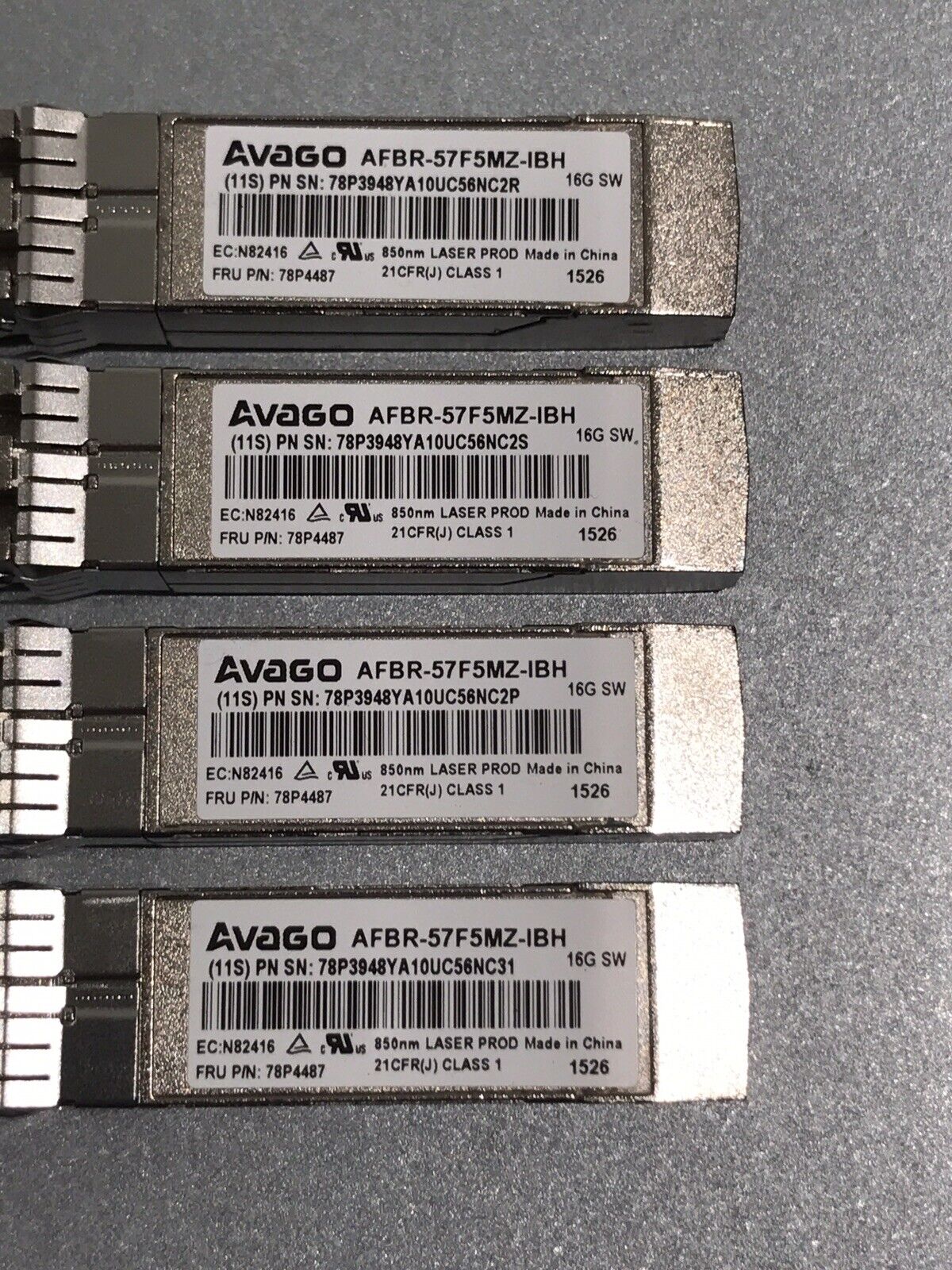 IBM 78P4487 Avago 16GFC Fibre Channel SFP+ Multi-Mode MM LC-LC 850nm 150m Transceive