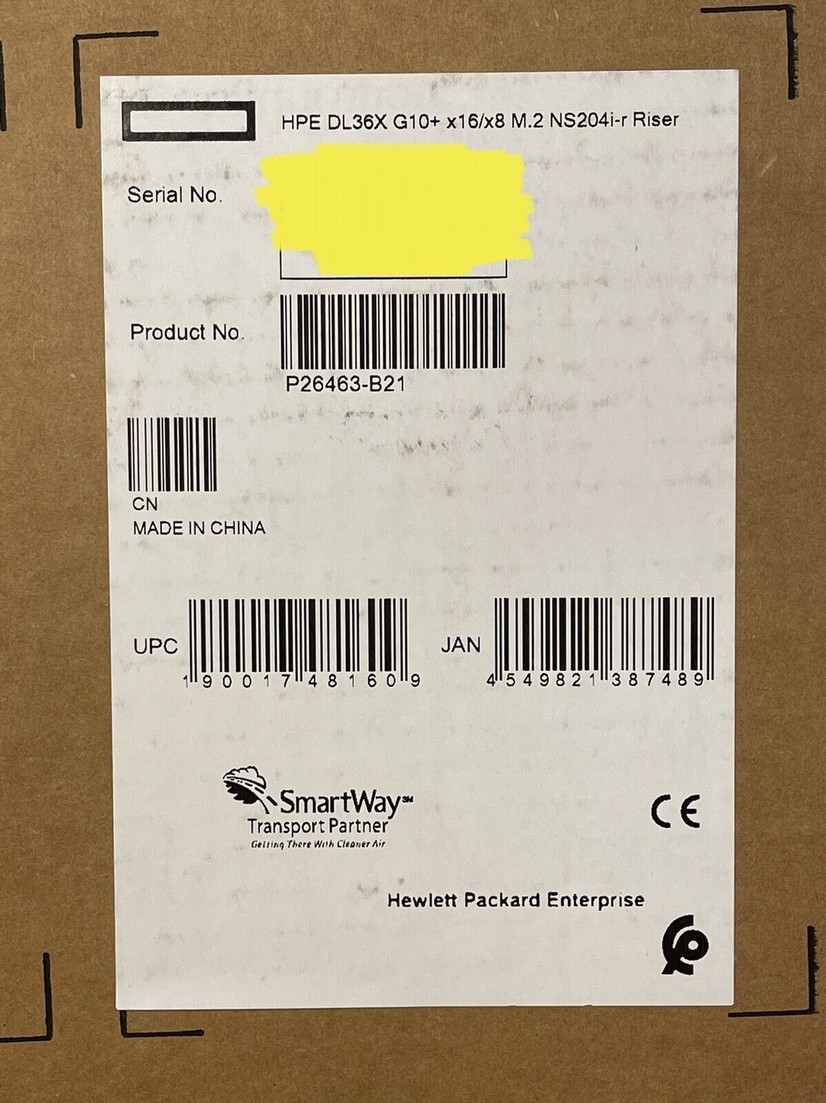 HPE P26463-B21 ProLiant DL360 DL365 DL36X Gen10 Plus x16/x8 PCI-e 4 M.2 NS204i-r Riser Kit.