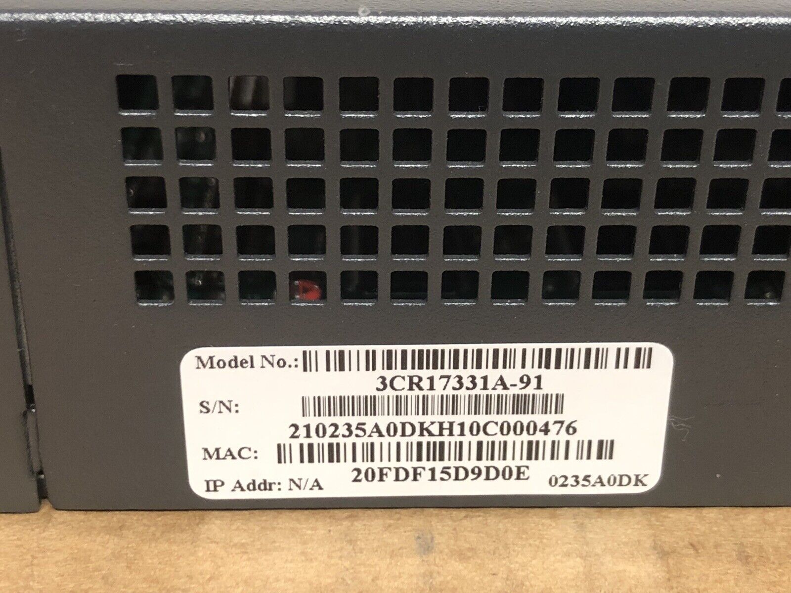 HP JE022A 3Com 8-Port 10/100 Mbps RJ45 SFP Switch Managed 1x RJ45/SFP Gigabit Uplink L2.