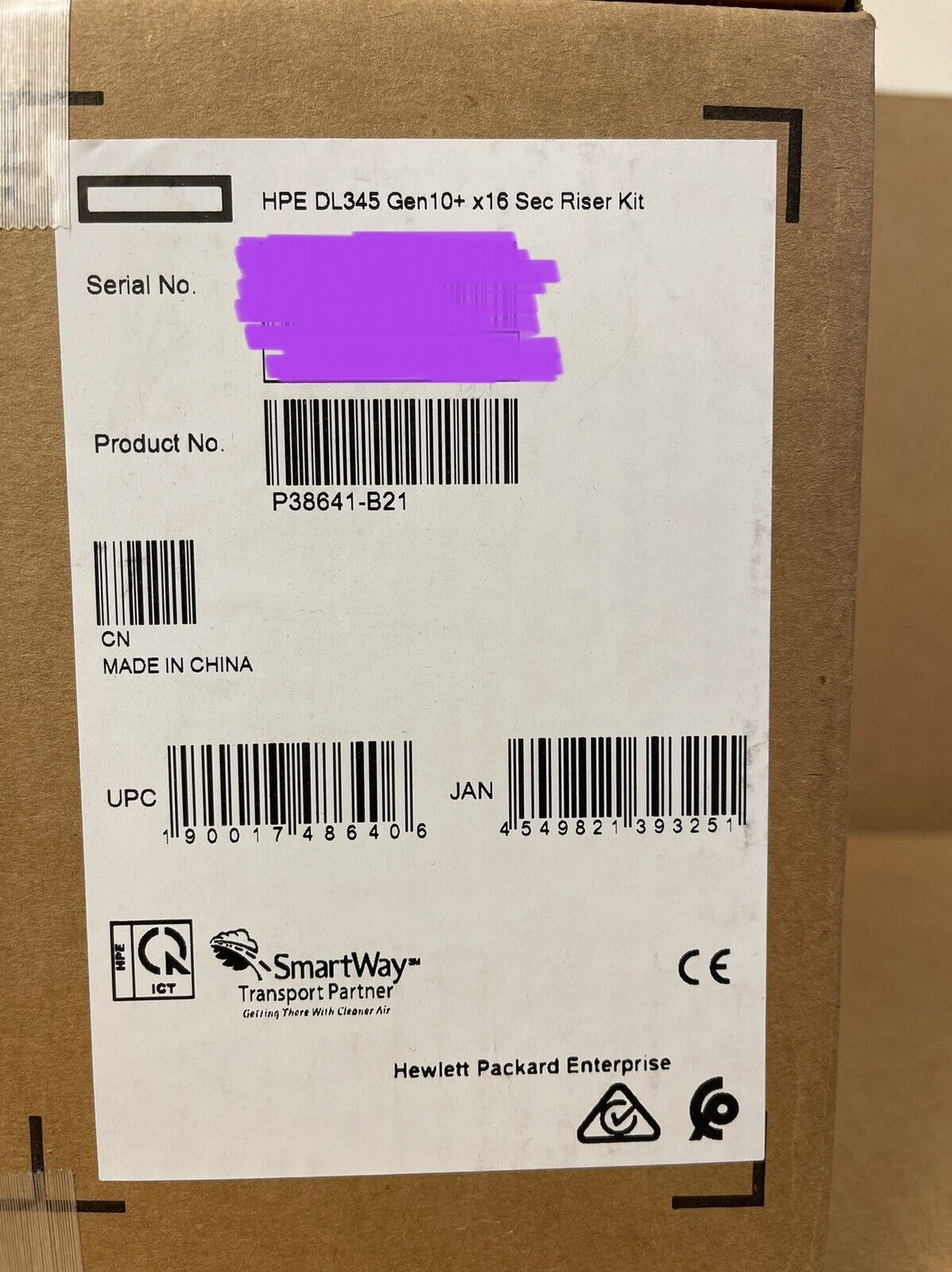 HPE P38641-B21 ProLiant DL345 Gen10 Plus x16 Secondary Riser Kit FHFL.