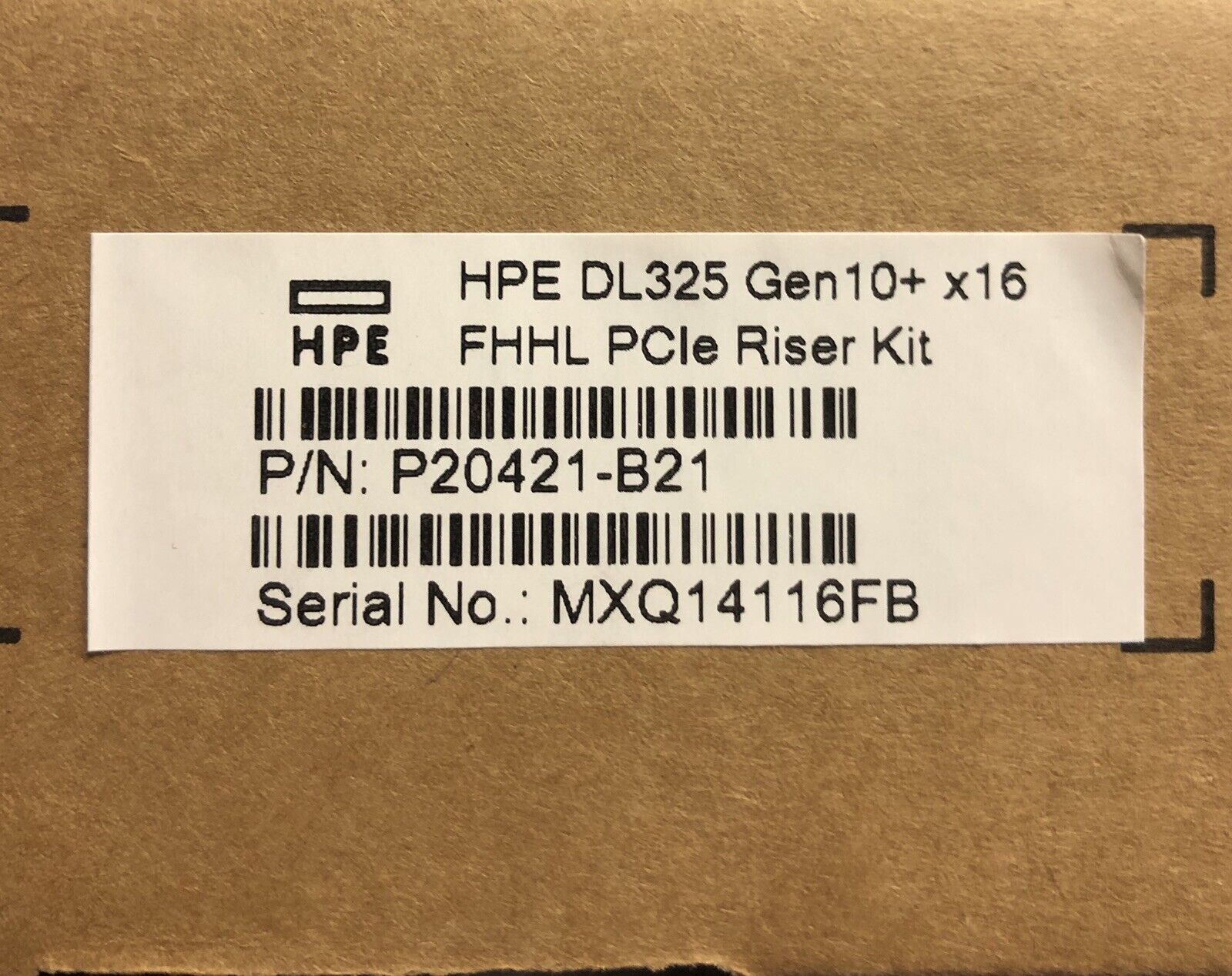 HPE P20421-B21 DL325 Gen10 Plus and V2 PCI-e 4.0 FHHL x16 Riser Kit.
