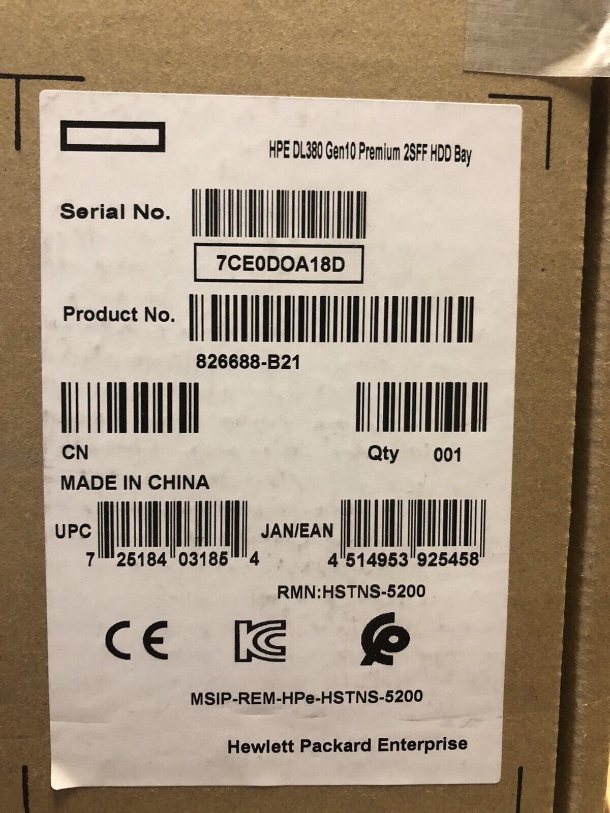 HPE 826688-B21 DL38x DL385 DL380 Gen10 Premium 2SFF HDD Riser Kit x16 PCI-e 3.0.