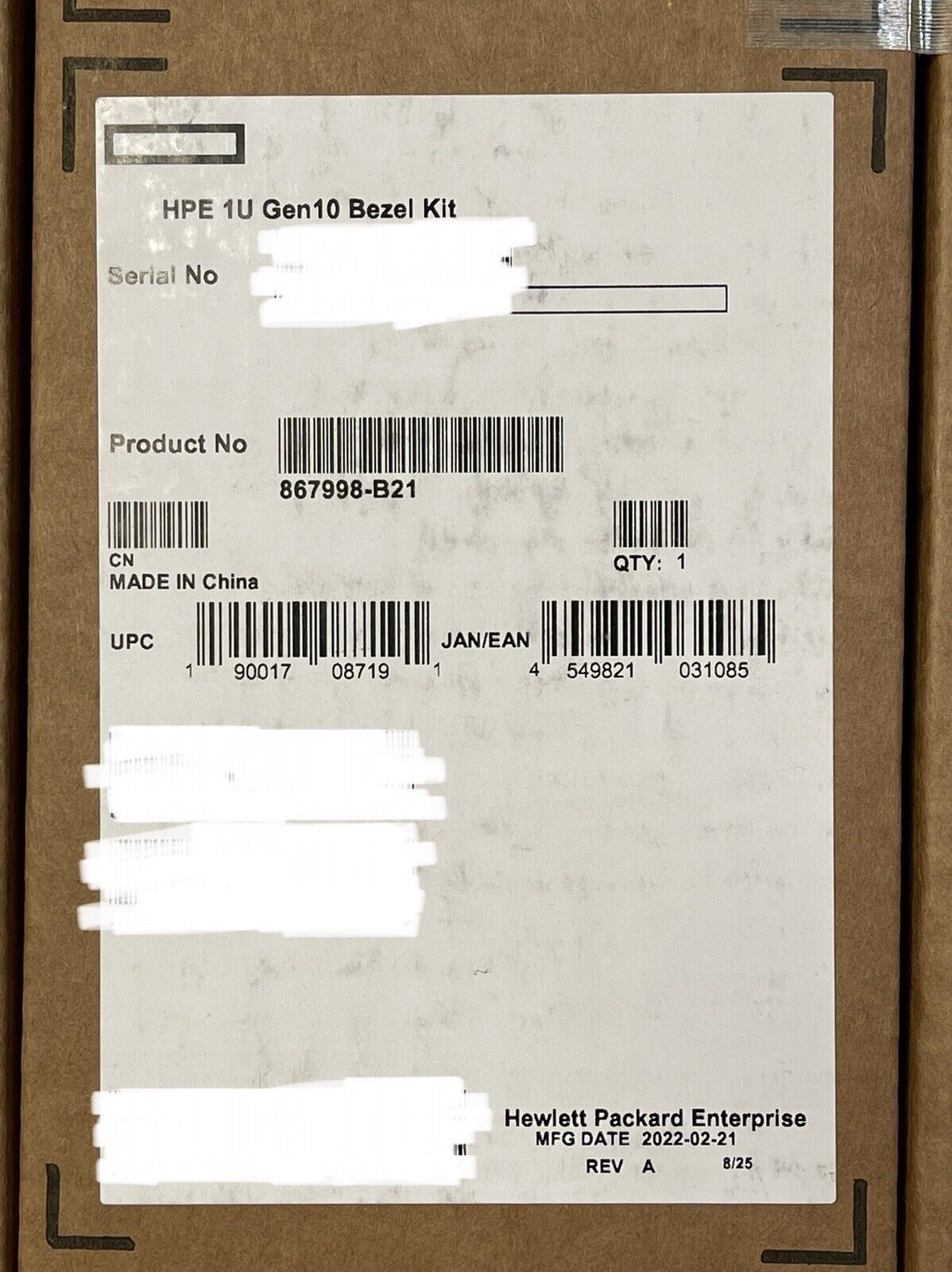 HPE 867998-B21 ProLiant DL325+DL360 Gen10 DL365+DL360 Gen10 Plus 1U Bezel Kit 875561-001.