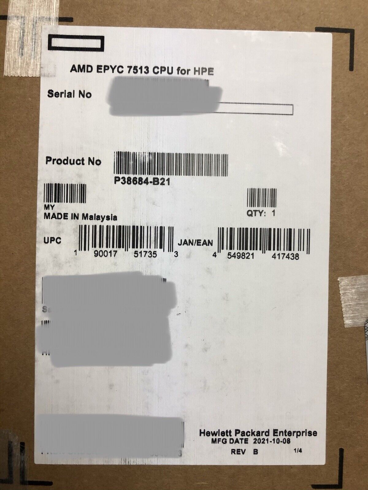 AMD Epyc 7513 Milan 32-Core 2.6GHz 128MB SP3 Socket 200W Processor CPU