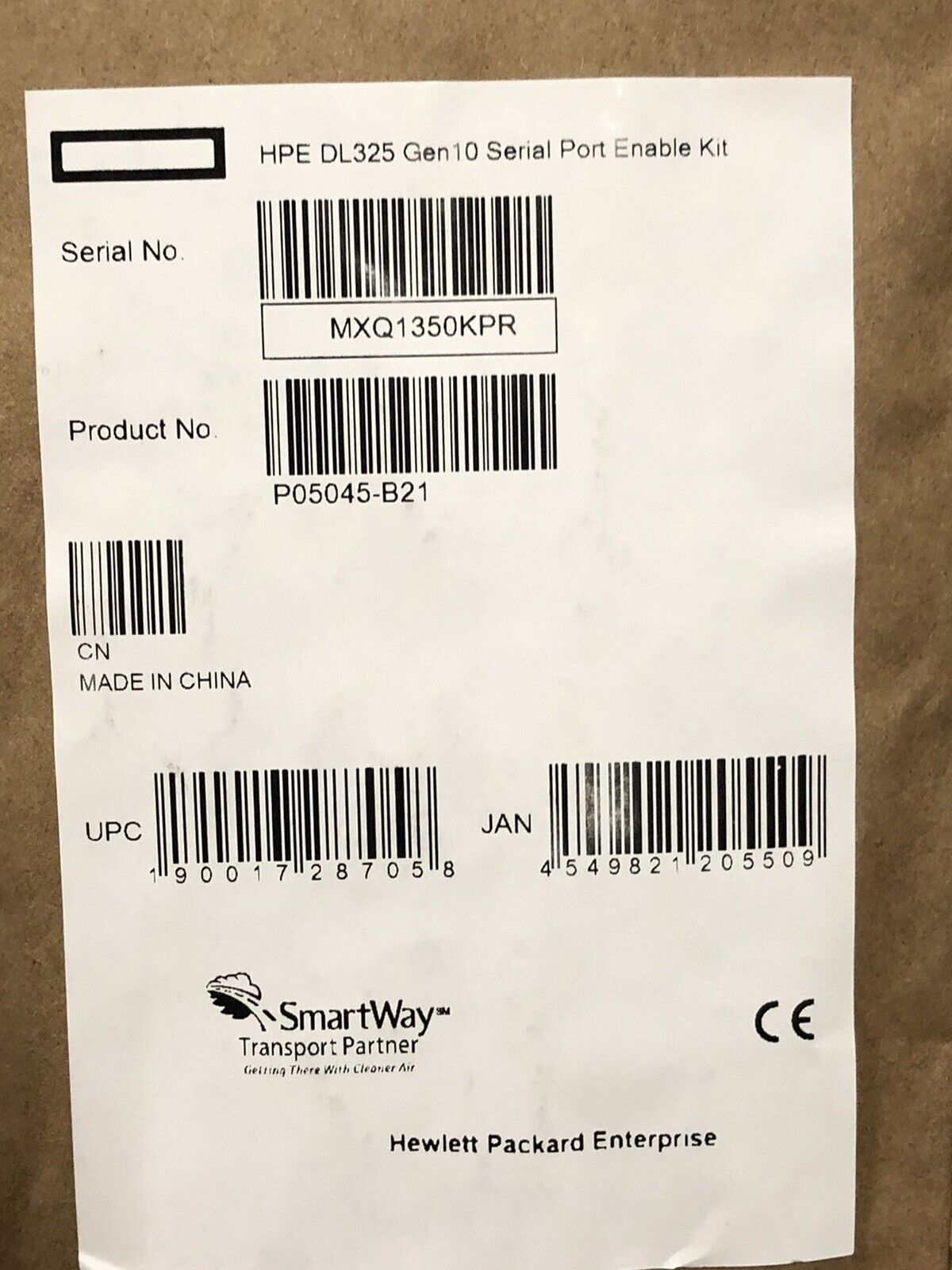 HPE P05045-B21 ProLiant DL325 Gen10 Serial Port Enable Cable Kit.