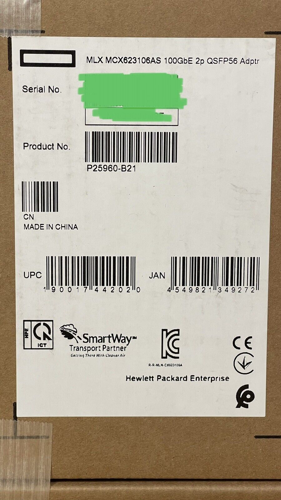 P25960-B21 HPE Mellanox ConnectX-6 DX 2 Port 100GbE Ethernet QSFP56 Network Adapter NIC PCI-e HH/HL MCX623106AS-CDAT.
