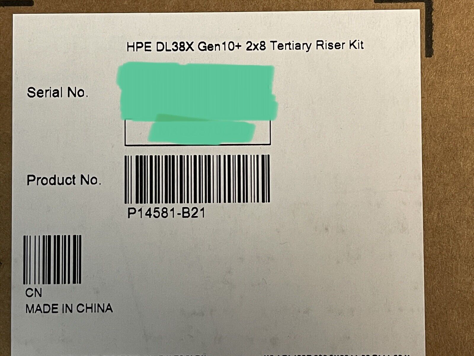 HPE P14581-B21 DL38X DL380 DL385 Gen10+ Plus and V2 x8/x8 PCI-e 4.0 Tertiary Riser Kit GPU.