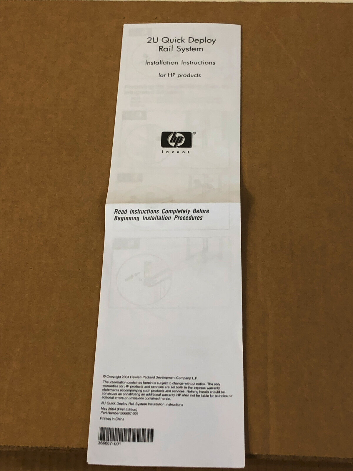 HP 360322-503 2U Rail Kit Rails with CMA for ProLiant DL380 G4 G5 DL385 G1 G2 G5.