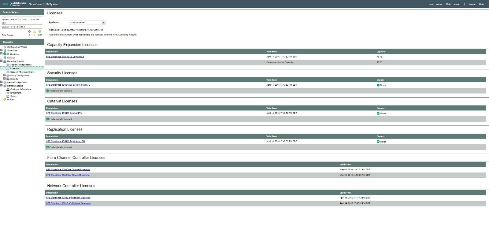 HP StoreOnce 5100 144TB Storage System iSCSI+FC Updated Licensed Cat+Sec+Repl.