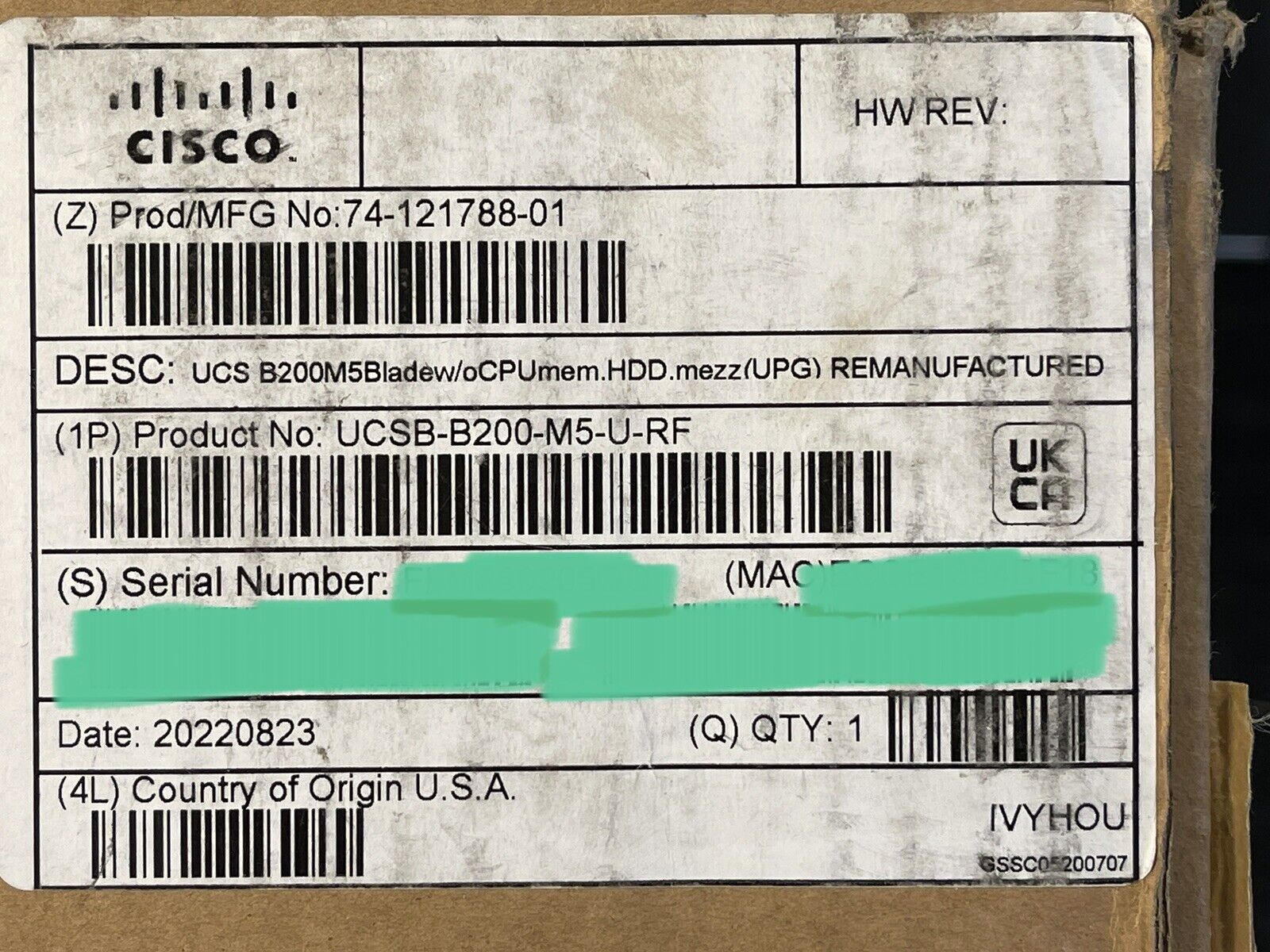 Cisco UCSB-B200-M5 UCS B200 M5 Blade Server Manufacturer Refurbished Barebone.