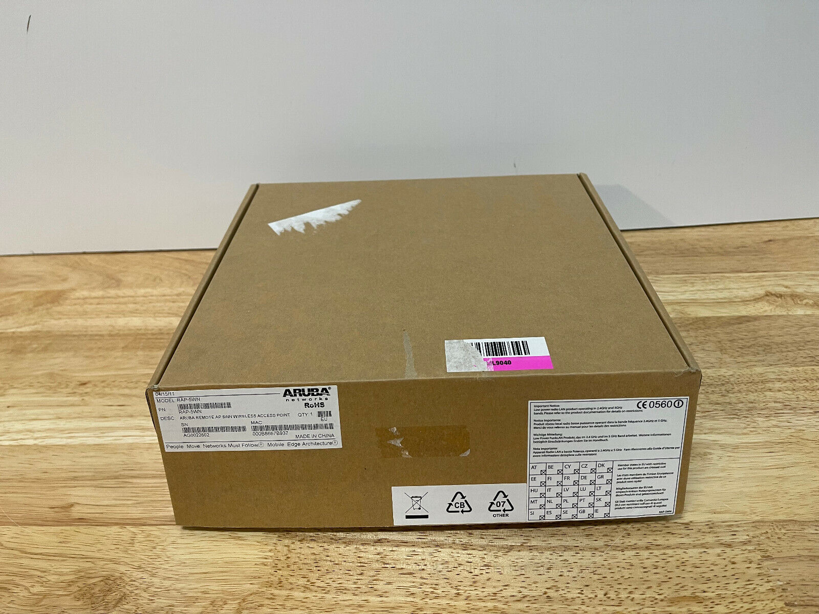 Aruba RAP-5WN Remote Wireless Access Point WAP Universal AC Power 802.11a/b/g/n.