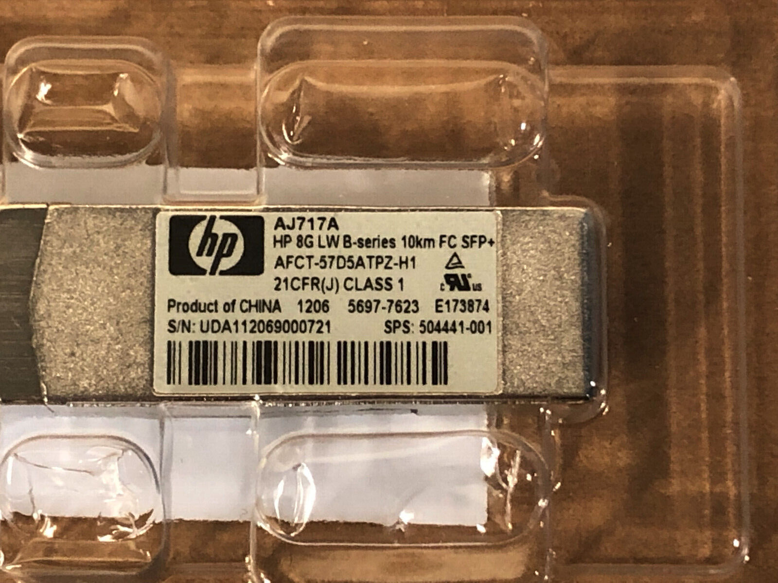 HP 8G LW B-series 10km FC SPS-SFP+ Transceiver AJ717A.