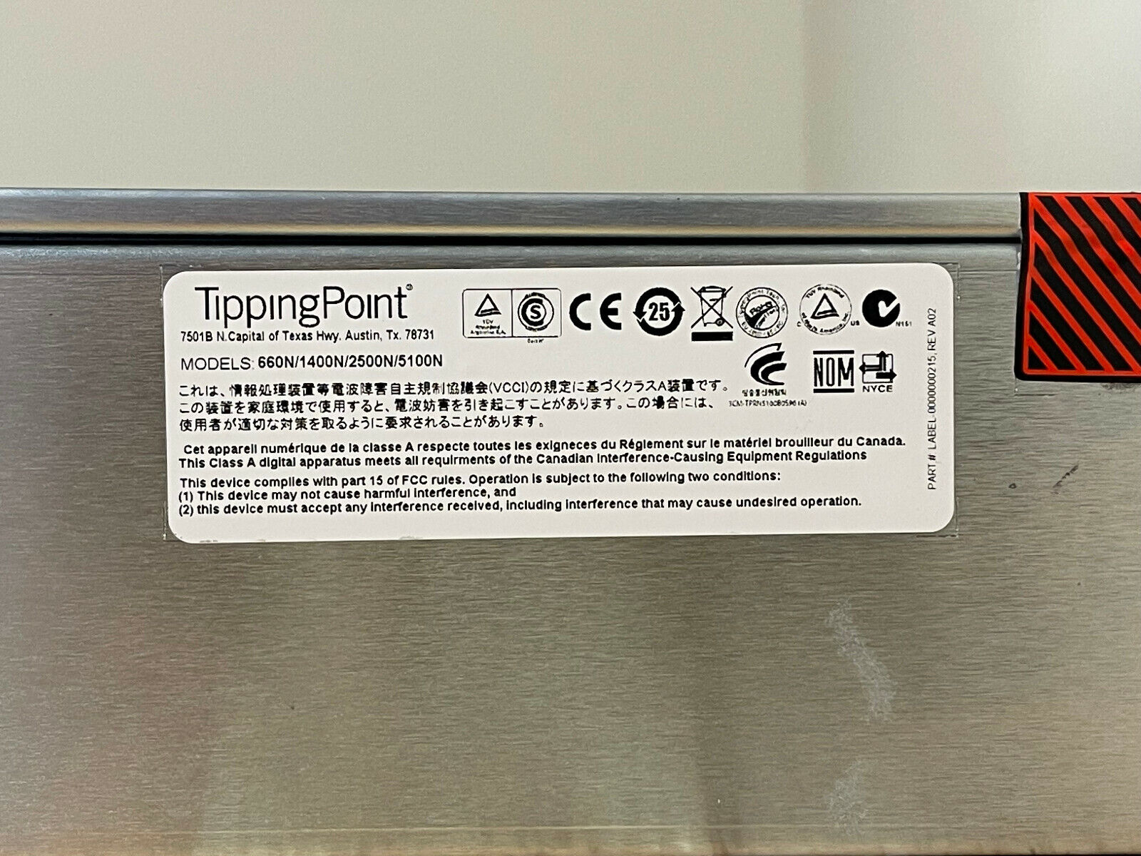 HP JC021A TippingPoint S5100N IPS Intrustion Prevention System 10x RJ45 10x SFP 2x XFP.