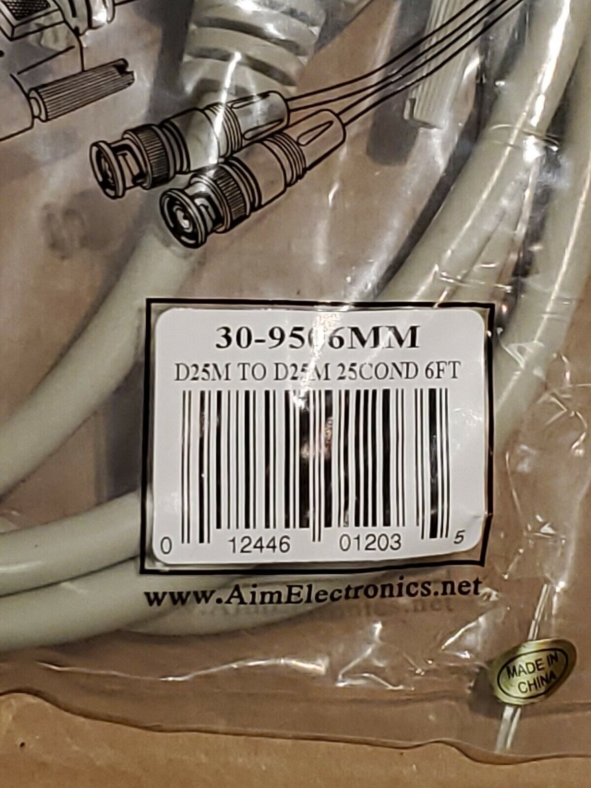 AIM Computer Cable 30-9506MM D-25M To D-25M 25 Cond 6 FT Feet Male To Male.