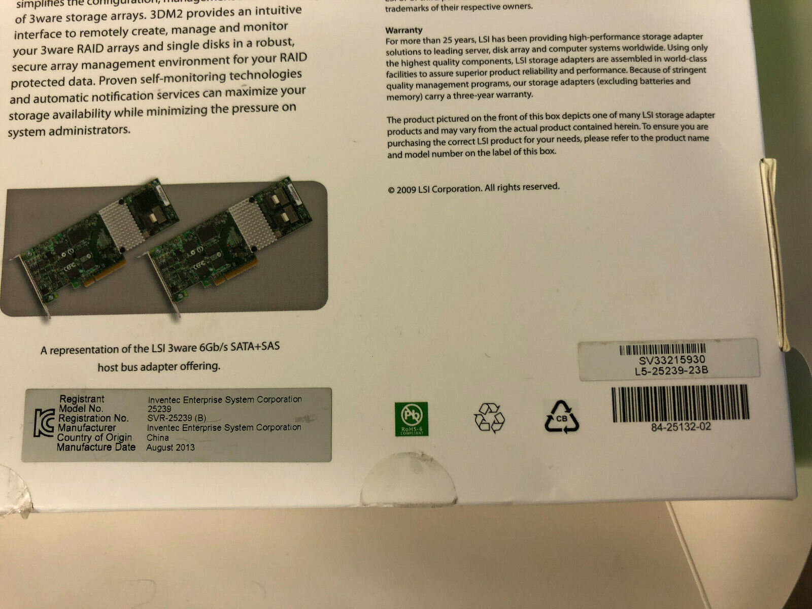 LSI 3ware 9750-4i 6Gb/s 4-Port SATA SAS RAID Controller Card Kit PCI-e LP+FH 45412-01C.